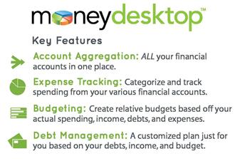 Money Desktop. Key features: Account Aggregation, Expense Tracking, Budgeting, Debt Mangement